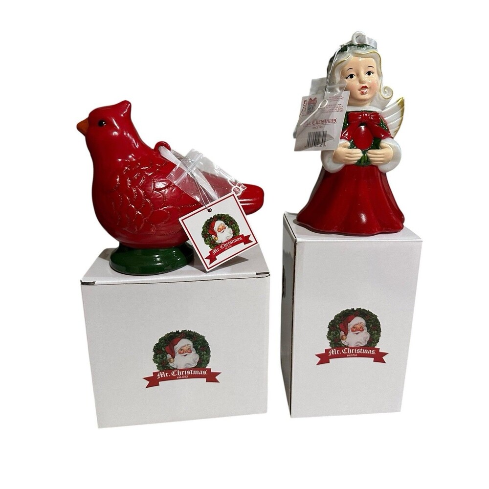Mr Christmas Cardinal And Angel shatterproof recordable ornaments